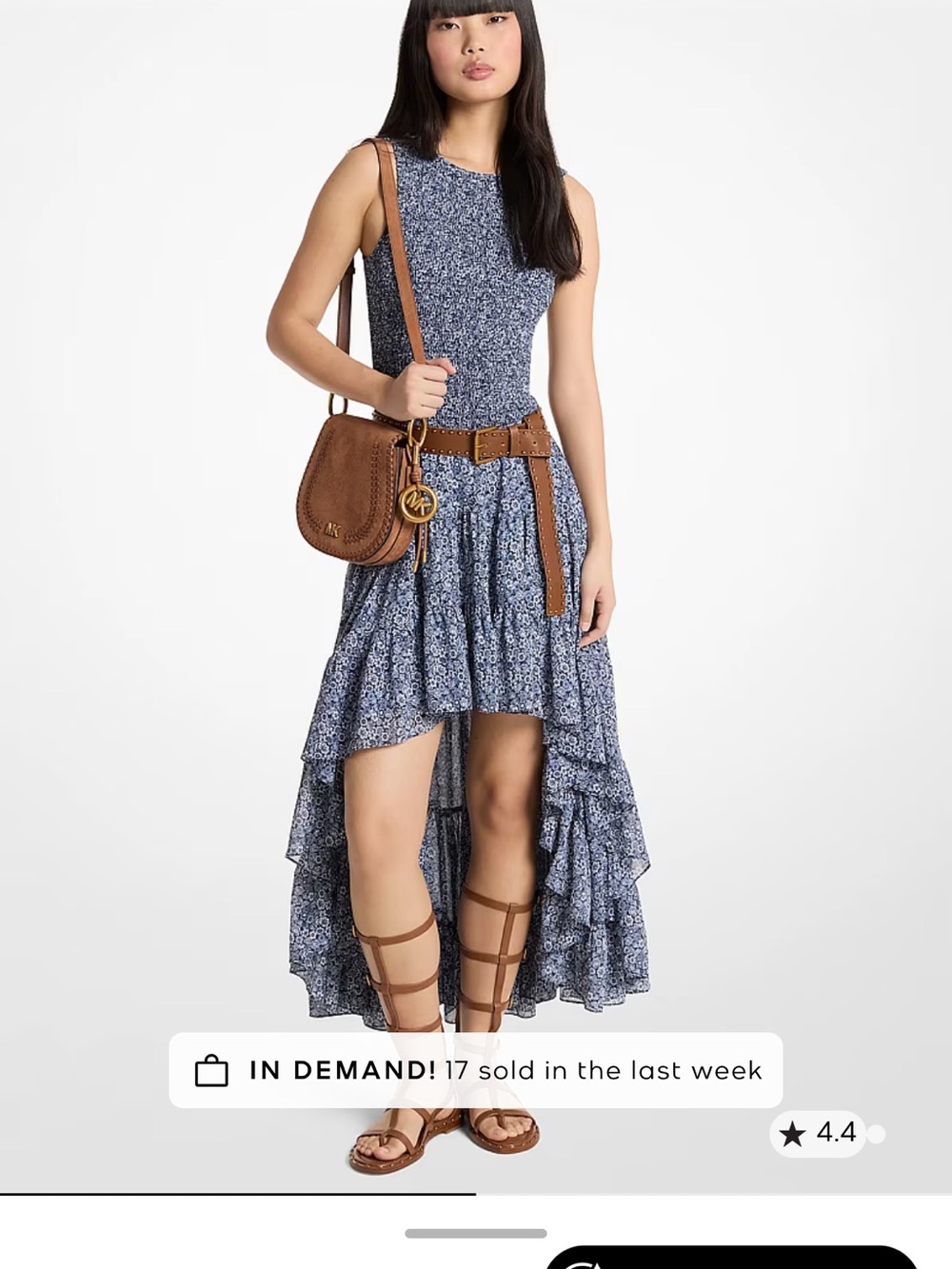 Michael Kors Navy Floral High-Low Maxi Dress